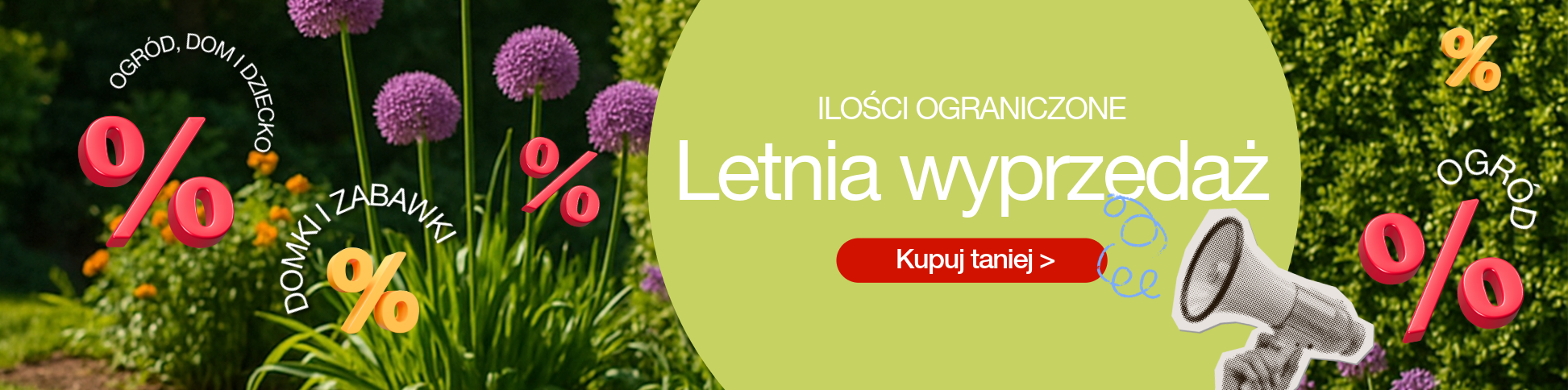 Letnia promocja- wyprzedaż domków dla dzieci, akcesoriów do ogrodu
